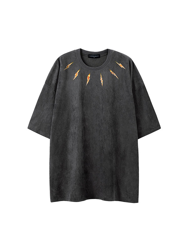 Men's Street Suede Oversized Short Sleeve Tee