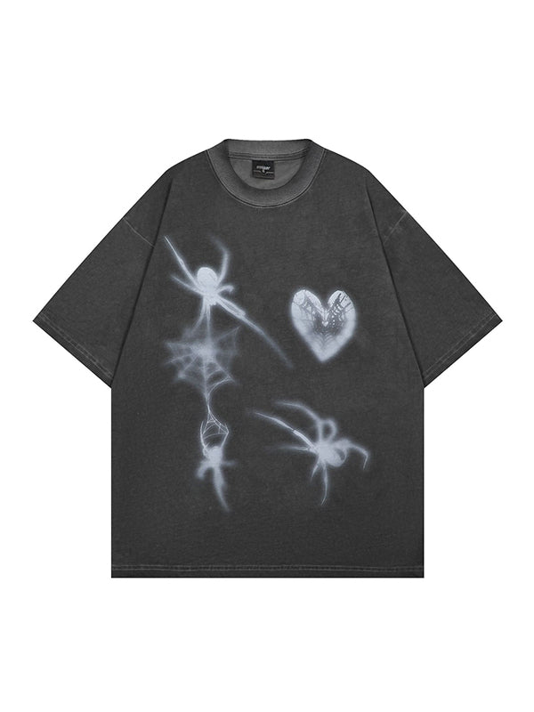 Men's Spider Print Oversized Short Sleeve Tee