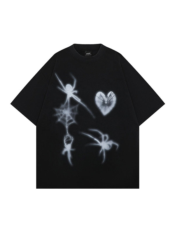 Men's Spider Print Oversized Short Sleeve Tee