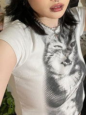Cat Print Short Sleeve Tee