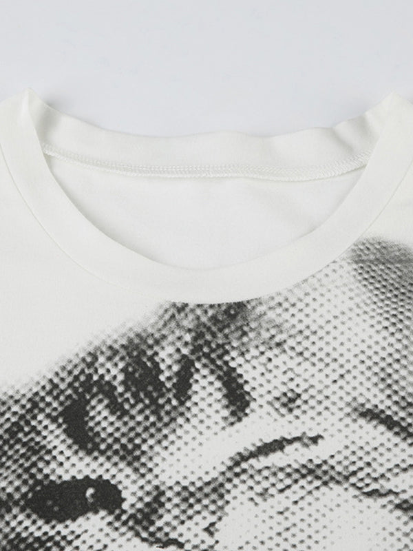 Cat Print Short Sleeve Tee