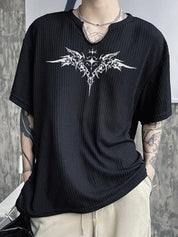 Men's Wings Print Neck Short Sleeve Tee