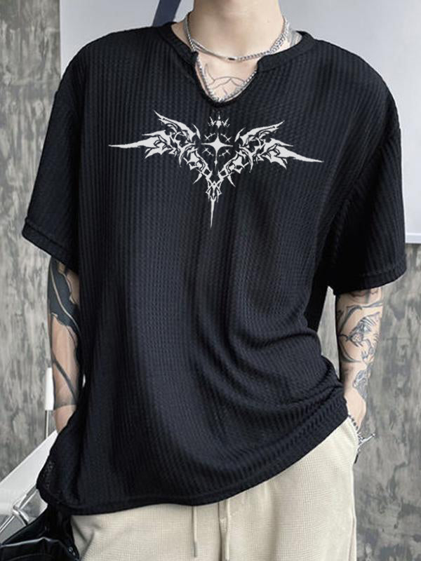 Men's Wings Print Neck Short Sleeve Tee
