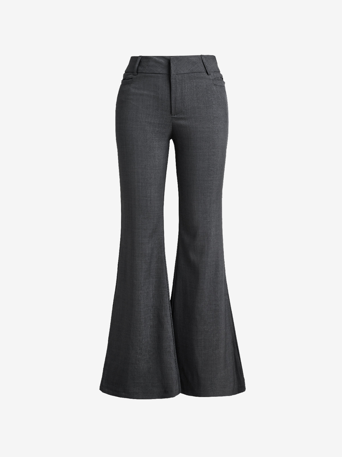 Solid Color Pleated Flare Leg Pants