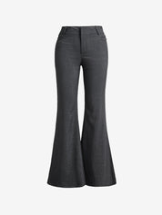 Solid Color Pleated Flare Leg Pants