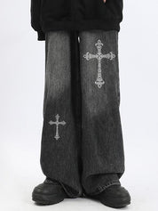 Men's Cross Washed Ombre Loose Jean