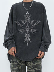 Men's Washed Oversized Long Sleeve Tee
