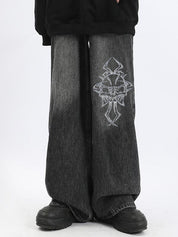 Men's Washed Ombre Loose Jeans