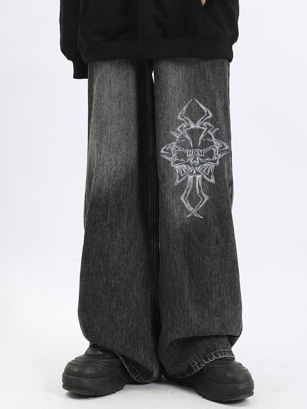 Men's Washed Ombre Loose Jeans
