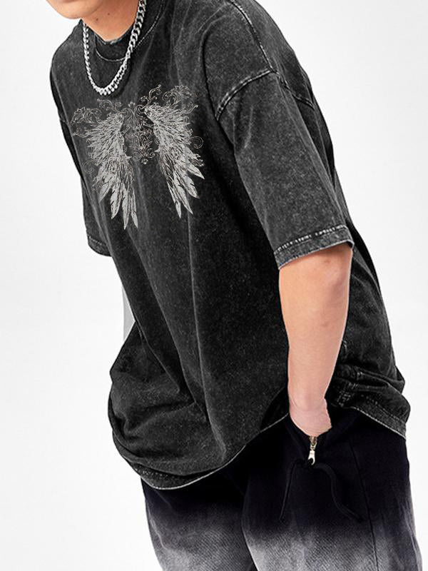 Men's Wings Print Oversized Short Sleeve Tee