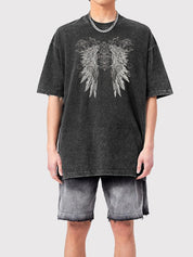 Men's Wings Print Oversized Short Sleeve Tee