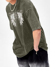 Men's Wings Print Oversized Short Sleeve Tee