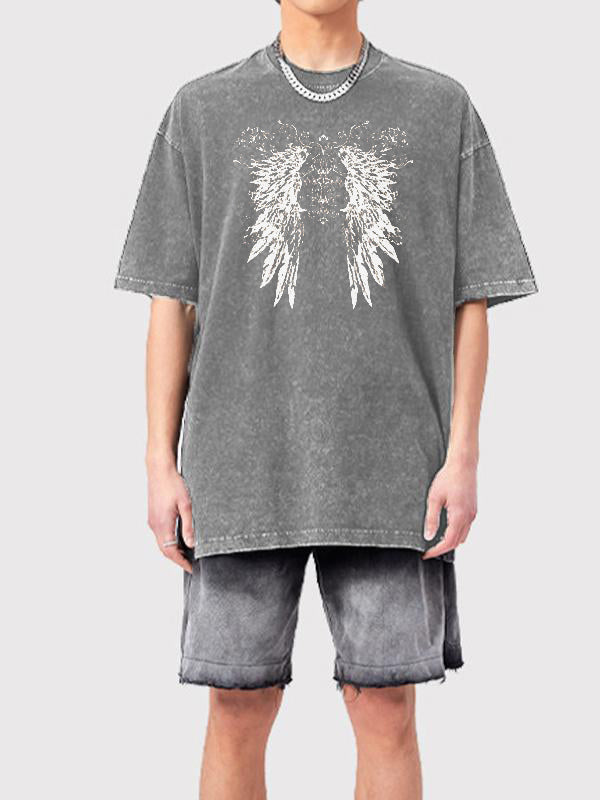 Men's Wings Print Oversized Short Sleeve Tee