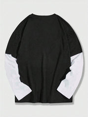 Men's Retro Print Oversized Long Sleeve Tee