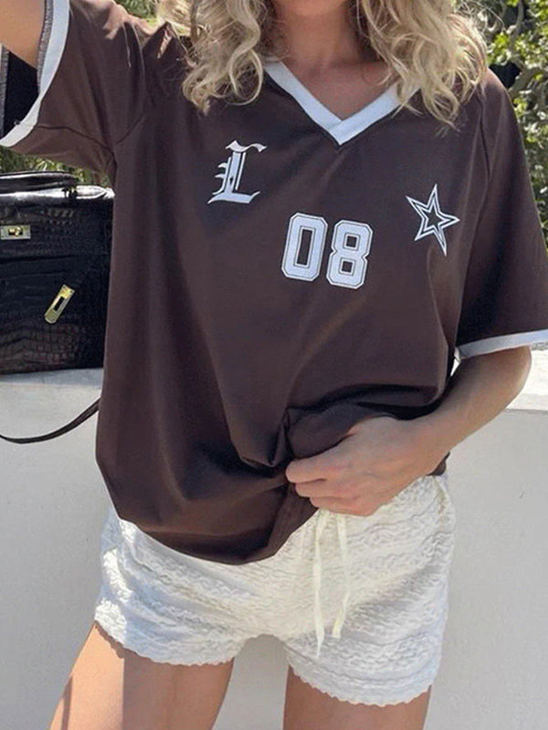 Retro Print Oversized Short Sleeve Tee