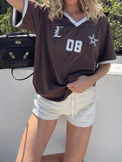 Retro Print Oversized Short Sleeve Tee
