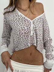 Leopard Print Oversized Long Sleeve Tee