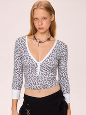 Leopard Print Oversized Long Sleeve Tee