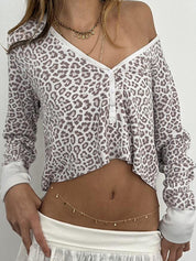 Leopard Print Oversized Long Sleeve Tee