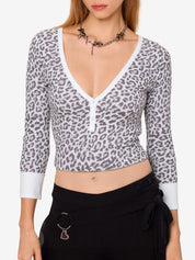 Leopard Print Oversized Long Sleeve Tee