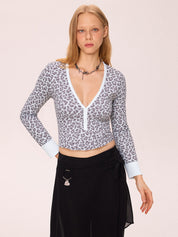 Leopard Print Oversized Long Sleeve Tee
