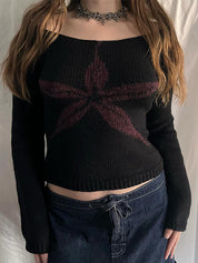 Jacquard Crew Neck Long Sleeve Knits