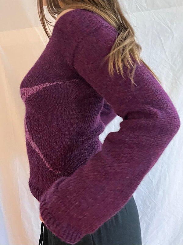 Jacquard Crew Neck Long Sleeve Knits