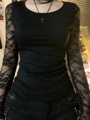 Lace Stitching Long Sleeve Tee