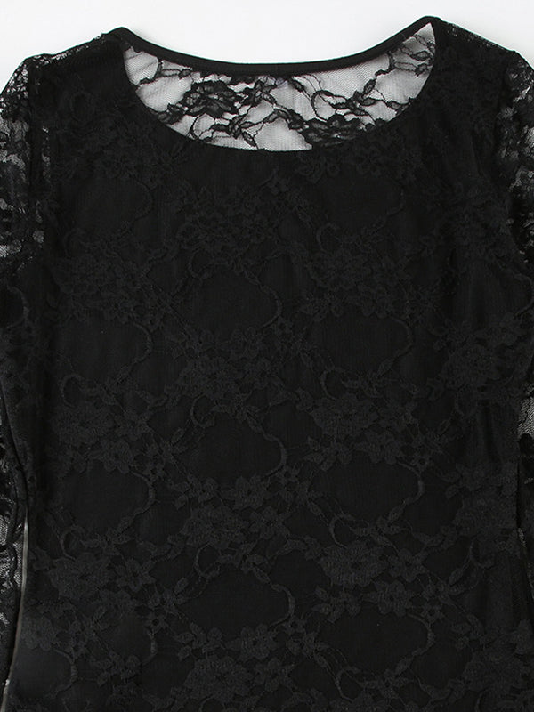 Lace Stitching Long Sleeve Tee