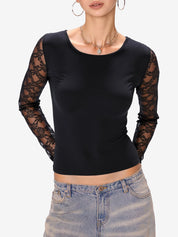 Lace Stitching Long Sleeve Tee