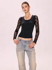 Lace Stitching Long Sleeve Tee