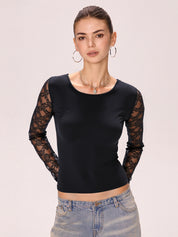 Lace Stitching Long Sleeve Tee