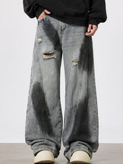 Men's Graffiti Ripped Loose Jeans