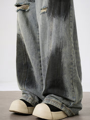 Men's Graffiti Ripped Loose Jeans
