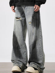 Men's Graffiti Ripped Loose Jeans