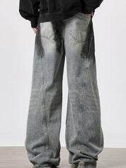Men's Graffiti Ripped Loose Jeans