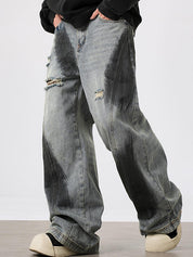 Men's Graffiti Ripped Loose Jeans