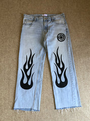Men's Flame Print Loose Jeans