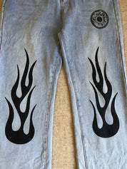 Men's Flame Print Loose Jeans