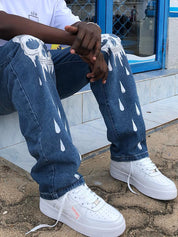 Men's Skull Print Loose Jeans