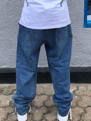 Men's Skull Print Loose Jeans