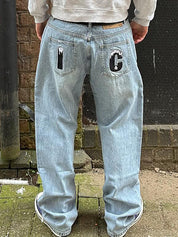 Men's Animal Print Loose Jeans