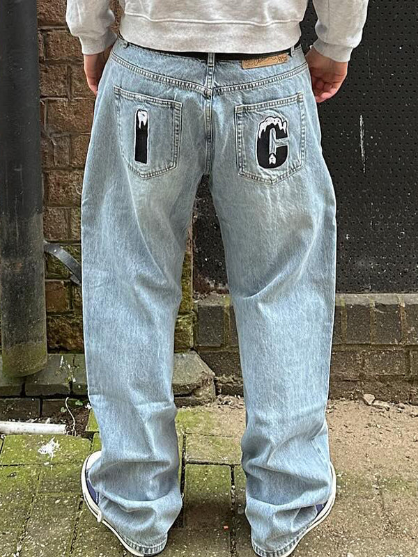 Men's Animal Print Loose Jeans