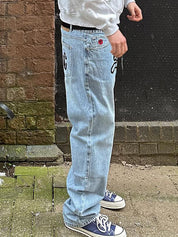 Men's Animal Print Loose Jeans