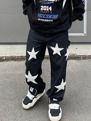 Men's Star Print Loose Jeans