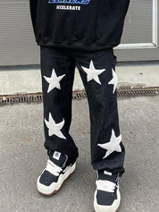 Men's Star Print Loose Jeans