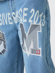Men's Letter Cross Loose Jeans