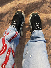 Men's Lightning Print Loose Jeans