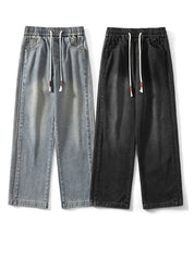 Men's Washed Aged Side Stripe Loose Jeans