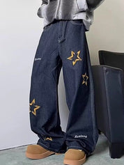 Men's Star Print Loose Jeans